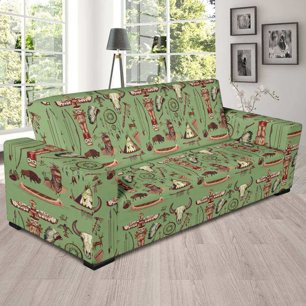 Native Indian Themed Design Print Sofa Slipcover-JTAMIGO.COM