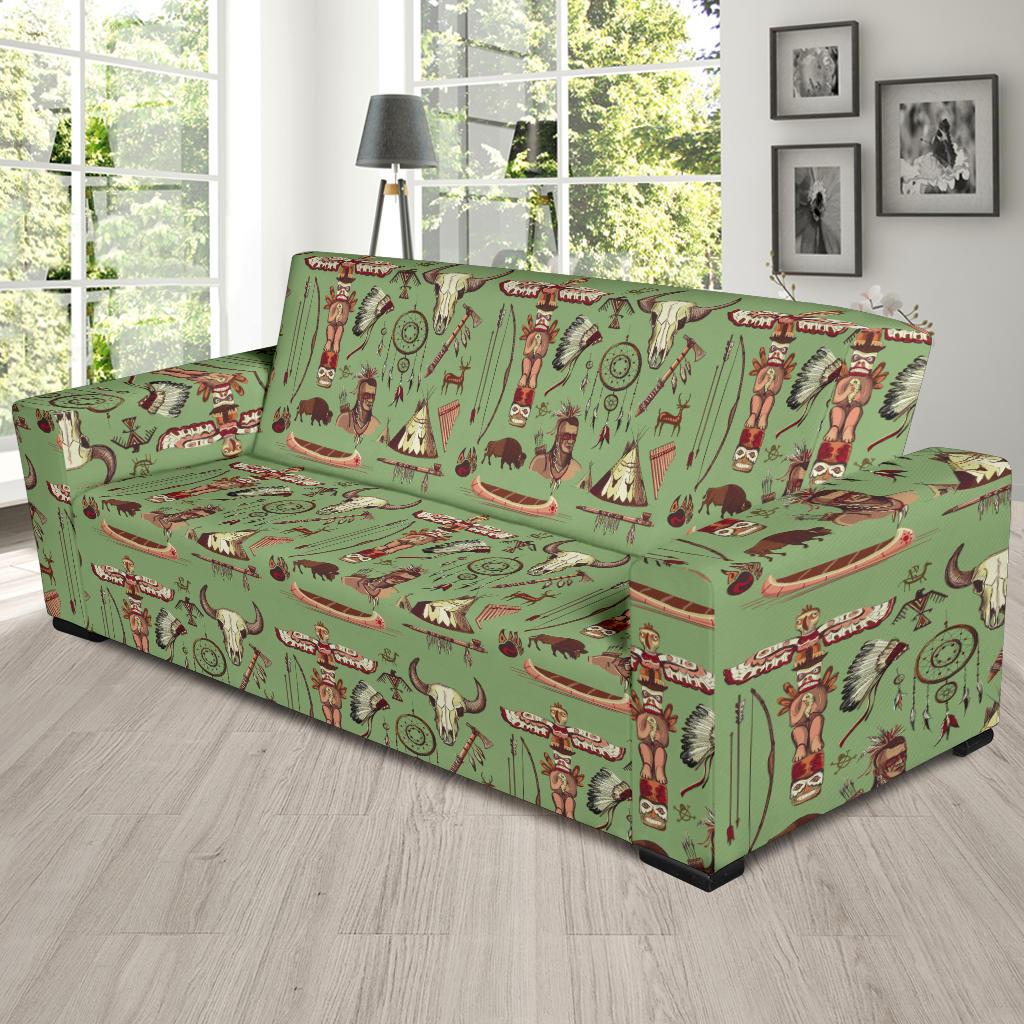 Native Indian Themed Design Print Sofa Slipcover-JTAMIGO.COM
