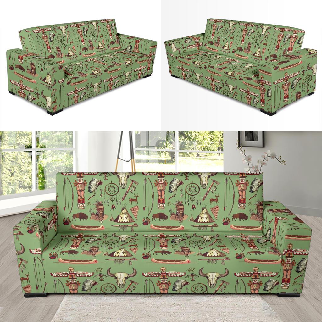 Native Indian Themed Design Print Sofa Slipcover-JTAMIGO.COM