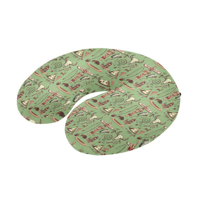 Native Indian Themed Design Print U-Shaped Travel Neck Pillow-JTAMIGO.COM
