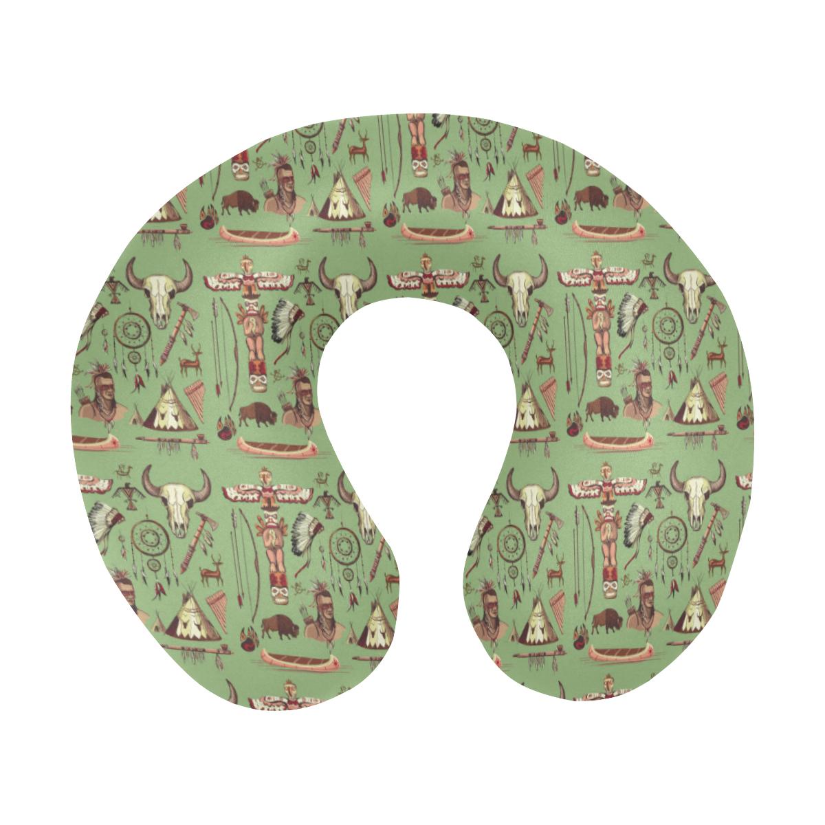 Native Indian Themed Design Print U-Shaped Travel Neck Pillow-JTAMIGO.COM