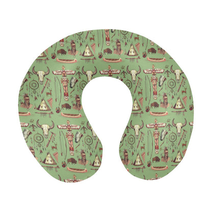 Native Indian Themed Design Print U-Shaped Travel Neck Pillow-JTAMIGO.COM
