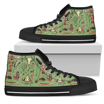 Native Indian Themed Design Print Women High Top Shoes