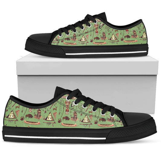 Native Indian Themed Design Print Women Low Top Shoes-JTAMIGO.COM