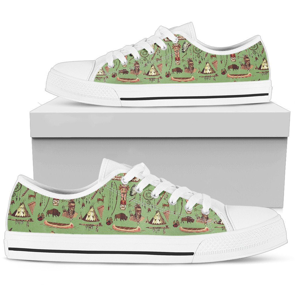 Native Indian Themed Design Print Women Low Top Shoes-JTAMIGO.COM