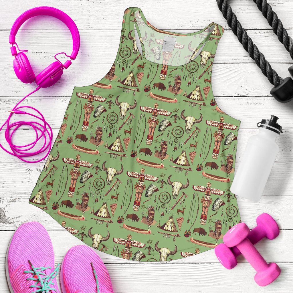 Native Indian Themed Design Print Women Racerback Tank Top