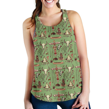 Native Indian Themed Design Print Women Racerback Tank Top
