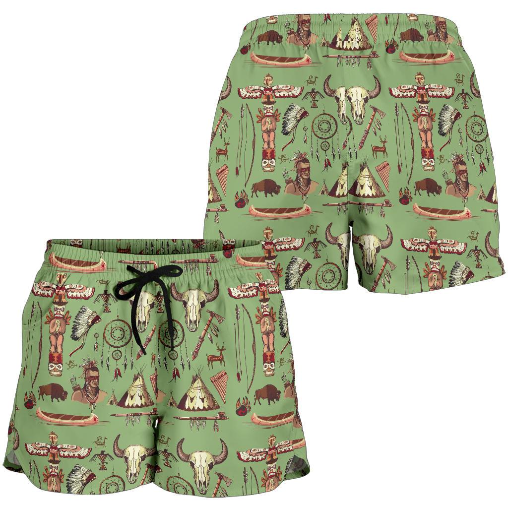 Native Indian Themed Design Print Women Shorts-JTAMIGO.COM