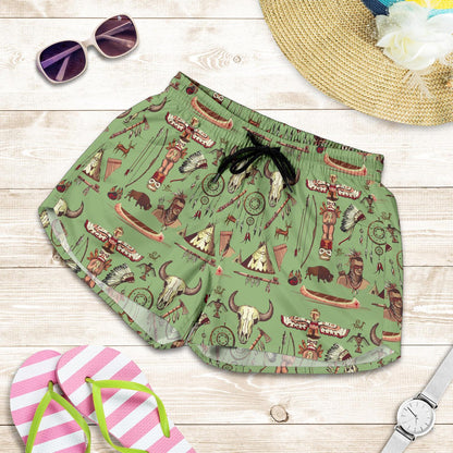 Native Indian Themed Design Print Women Shorts-JTAMIGO.COM
