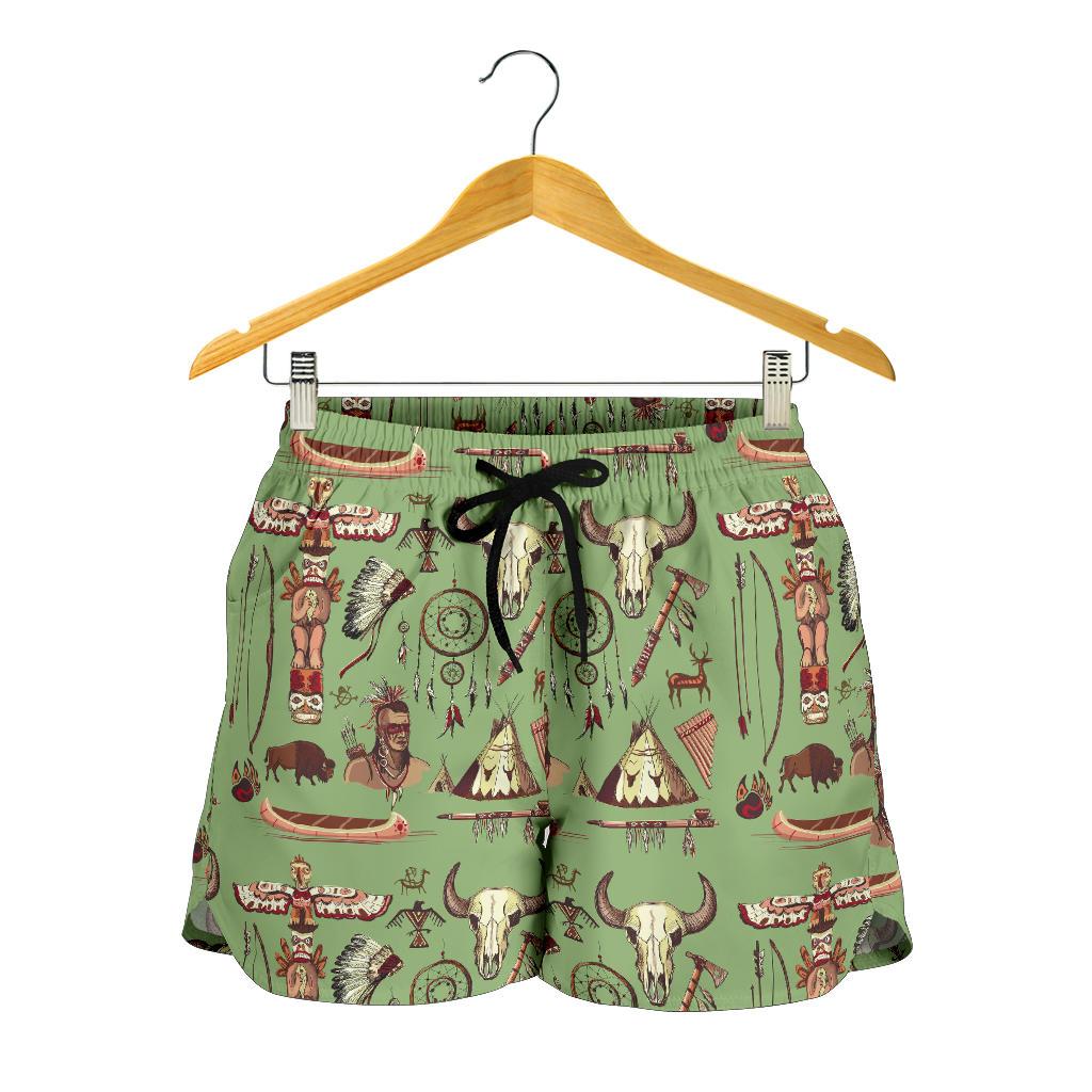 Native Indian Themed Design Print Women Shorts-JTAMIGO.COM