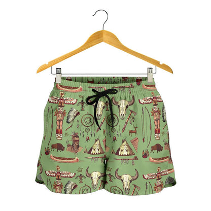 Native Indian Themed Design Print Women Shorts-JTAMIGO.COM