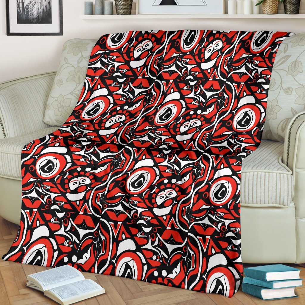 Native North American Themed Print Fleece Blanket