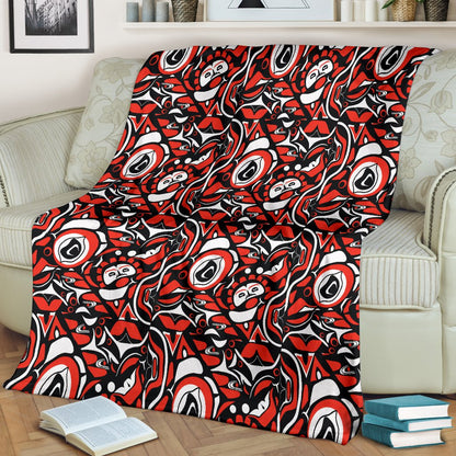 Native North American Themed Print Fleece Blanket