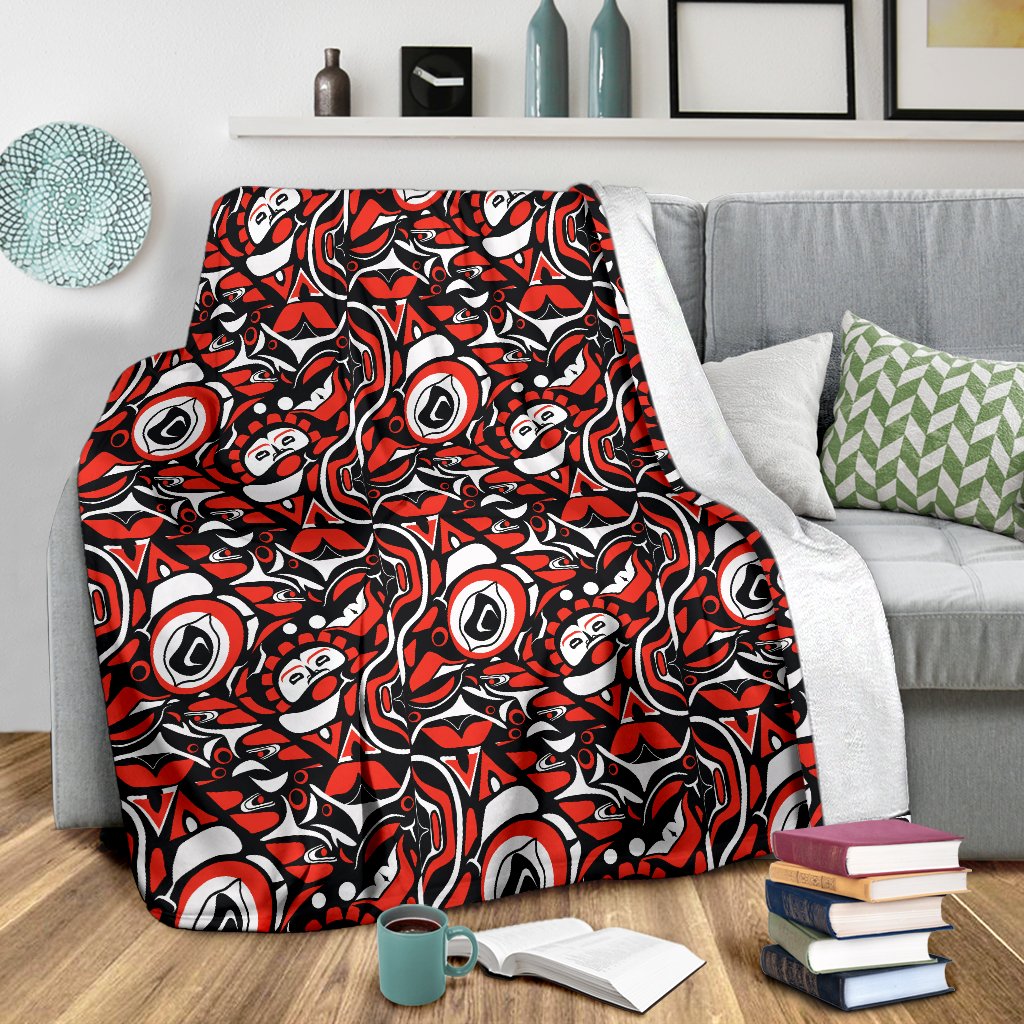 Native North American Themed Print Fleece Blanket