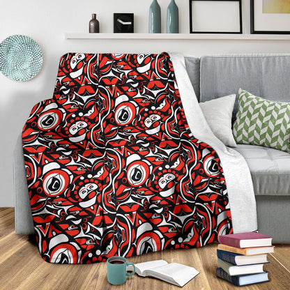 Native North American Themed Print Fleece Blanket