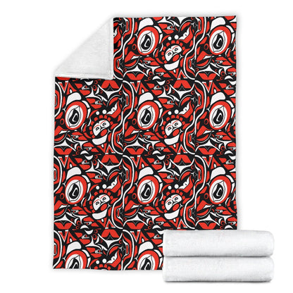 Native North American Themed Print Fleece Blanket
