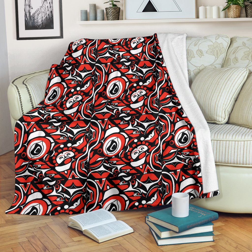 Native North American Themed Print Fleece Blanket