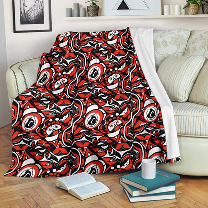 Native North American Themed Print Fleece Blanket