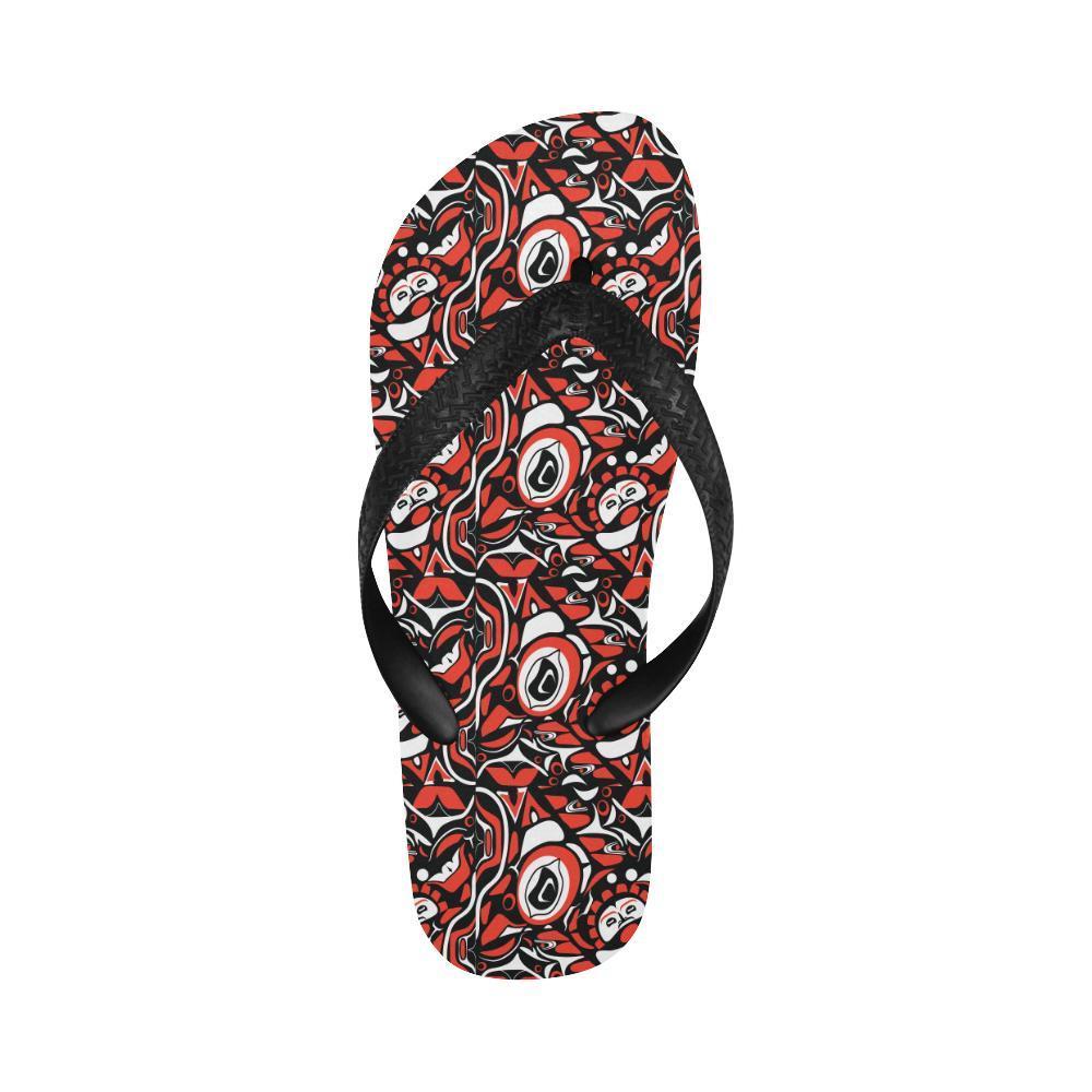 Native North American Themed Print Flip Flops-JTAMIGO.COM