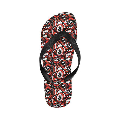 Native North American Themed Print Flip Flops-JTAMIGO.COM