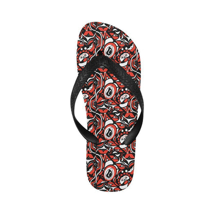 Native North American Themed Print Flip Flops-JTAMIGO.COM