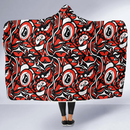 Native North American Themed Print Hooded Blanket-JTAMIGO.COM