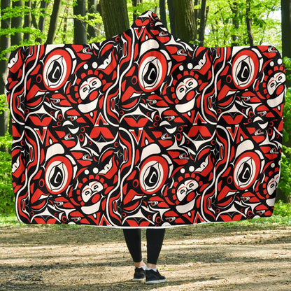 Native North American Themed Print Hooded Blanket-JTAMIGO.COM