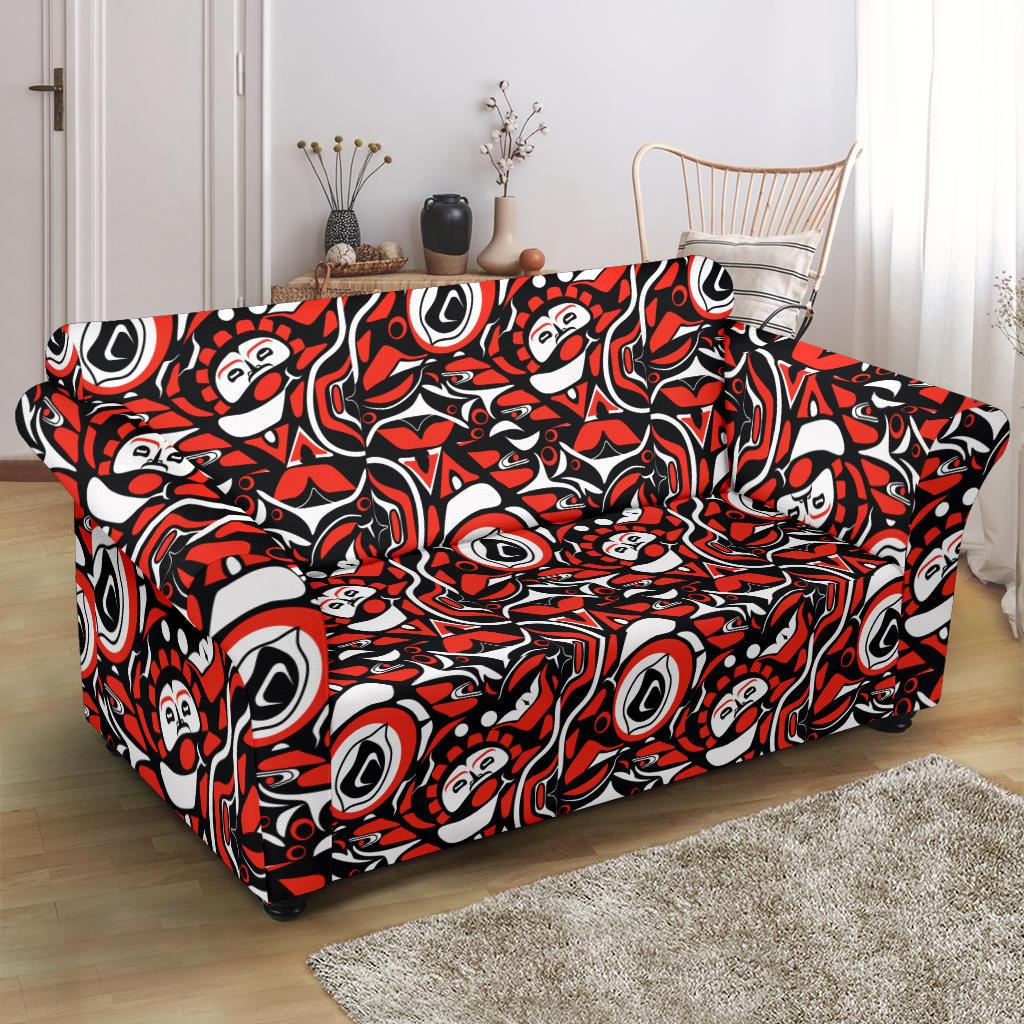 Native North American Themed Print Loveseat Slipcover-JTAMIGO.COM