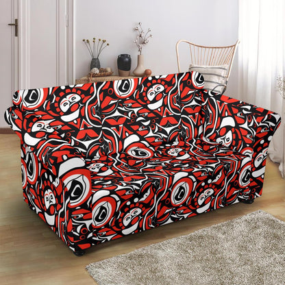 Native North American Themed Print Loveseat Slipcover-JTAMIGO.COM