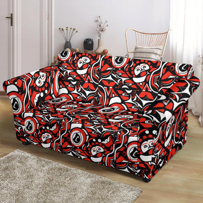Native North American Themed Print Loveseat Slipcover-JTAMIGO.COM