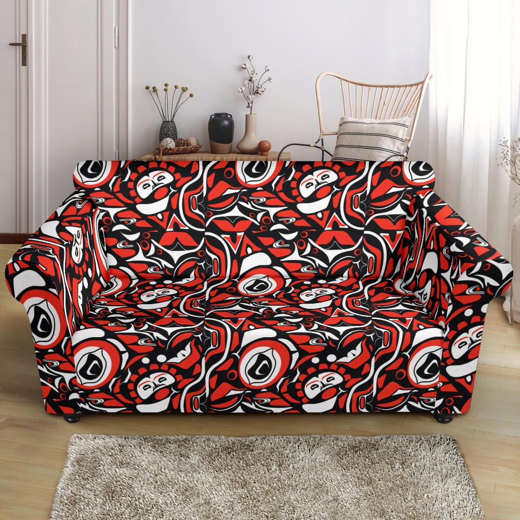 Native North American Themed Print Loveseat Slipcover-JTAMIGO.COM