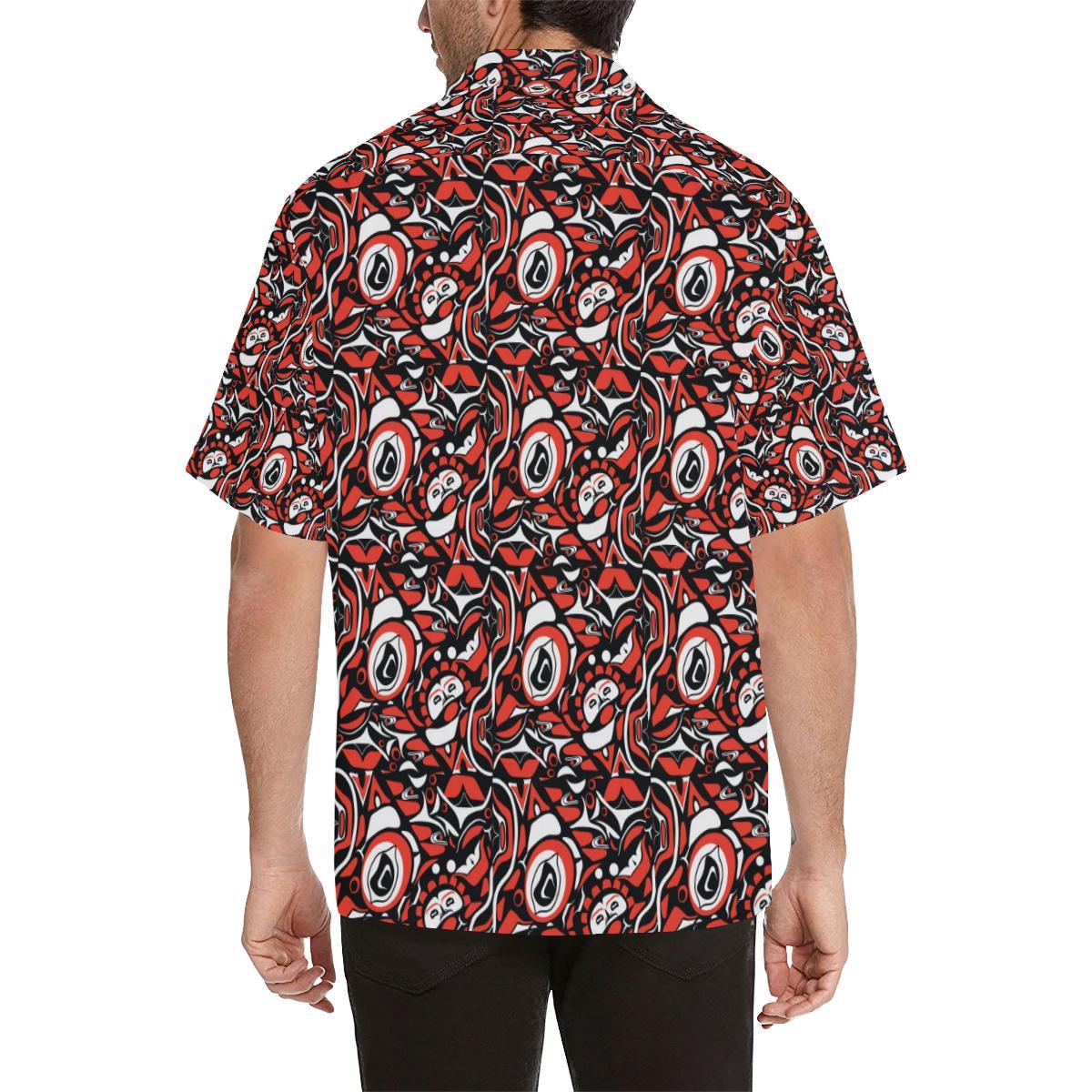 Native North American Themed Print Men Aloha Hawaiian Shirt