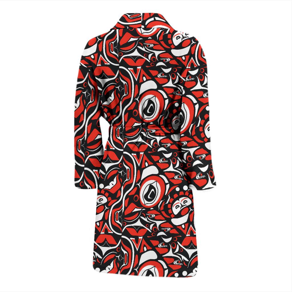Native North American Themed Print Men Bath Robe-JTAMIGO.COM