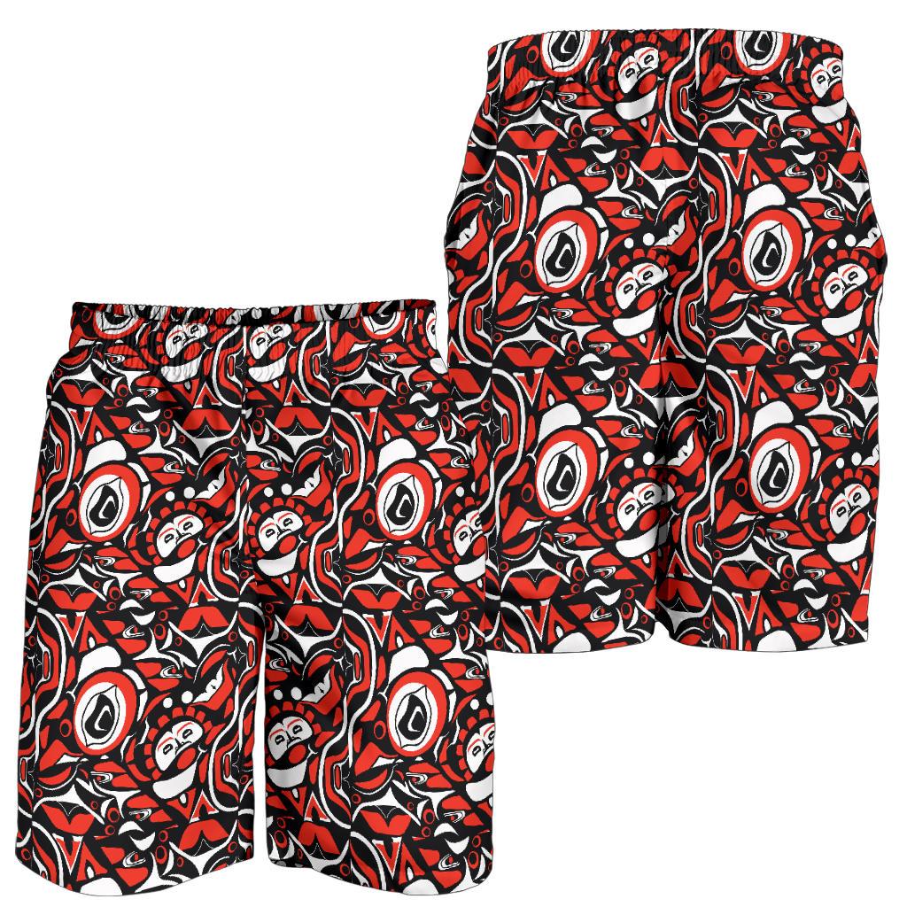 Native North American Themed Print Mens Shorts-JTAMIGO.COM