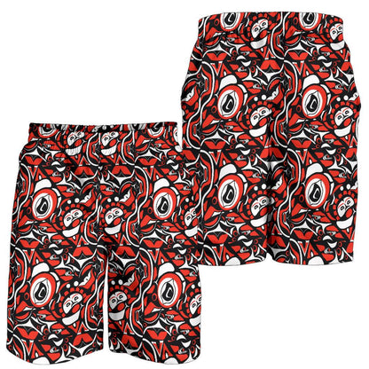 Native North American Themed Print Mens Shorts-JTAMIGO.COM