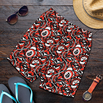 Native North American Themed Print Mens Shorts-JTAMIGO.COM