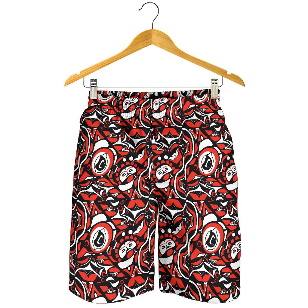 Native North American Themed Print Mens Shorts-JTAMIGO.COM