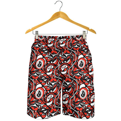 Native North American Themed Print Mens Shorts-JTAMIGO.COM