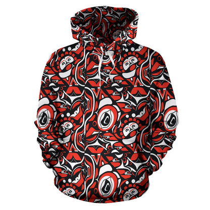 Native North American Themed Print Pullover Hoodie