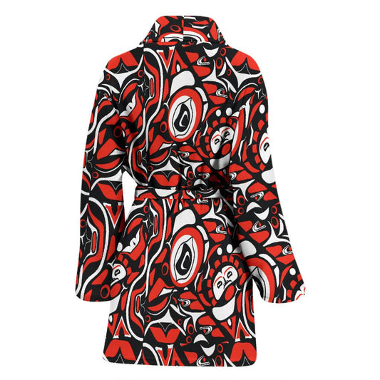 Native North American Themed Print Women Bath Robe-JTAMIGO.COM