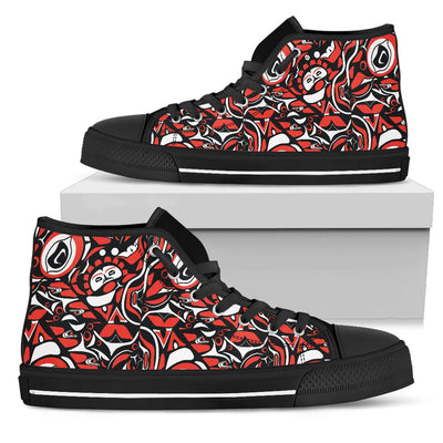 Native North American Themed Print Women High Top Shoes