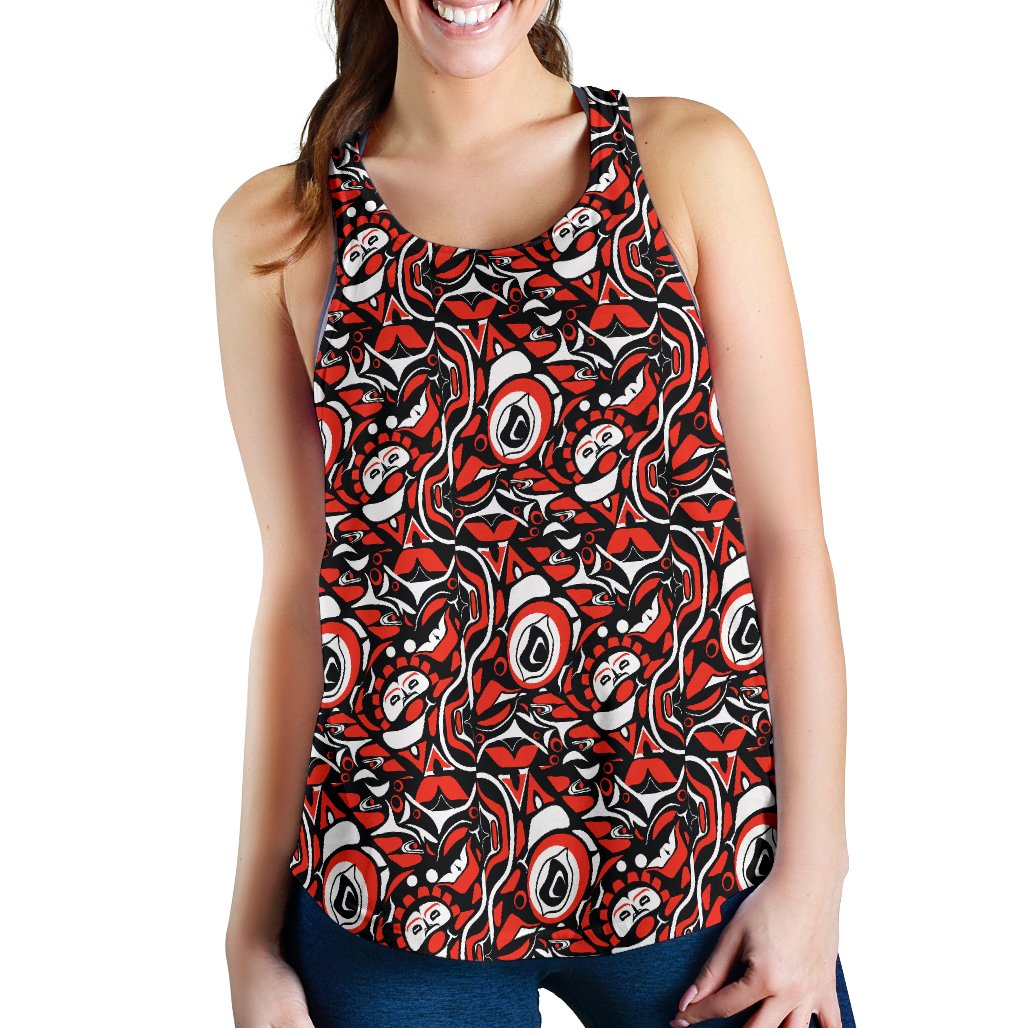 Native North American Themed Print Women Racerback Tank Top