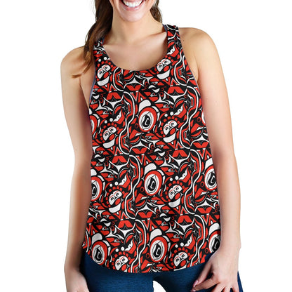 Native North American Themed Print Women Racerback Tank Top