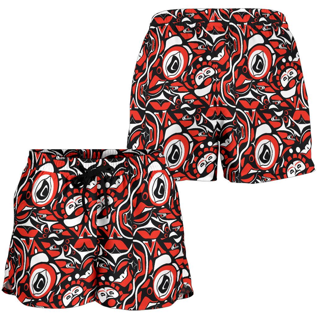 Native North American Themed Print Women Shorts-JTAMIGO.COM
