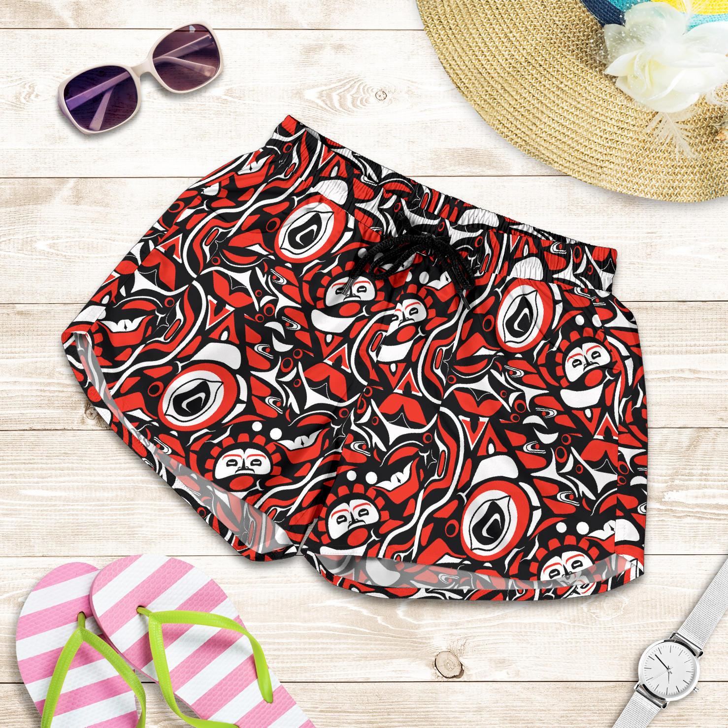 Native North American Themed Print Women Shorts-JTAMIGO.COM