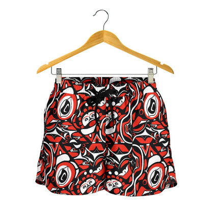 Native North American Themed Print Women Shorts-JTAMIGO.COM