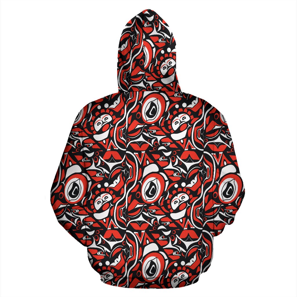 Native North American Themed Print Zip Up Hoodie