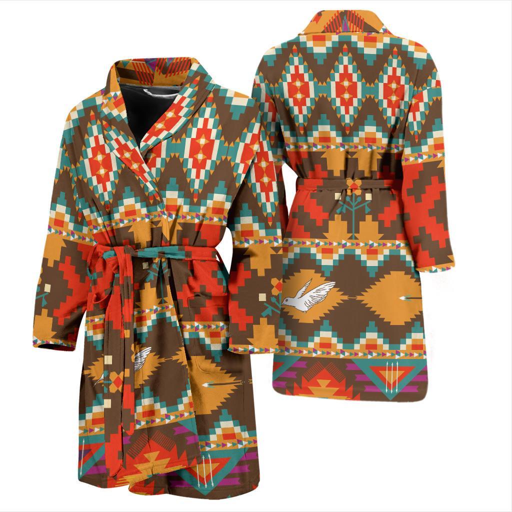 Native Pattern Print Design A01 Men Bathrobe-JORJUNE.COM