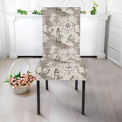 Nautical Map Design Themed Print Dining Chair Slipcover-JTAMIGO.COM