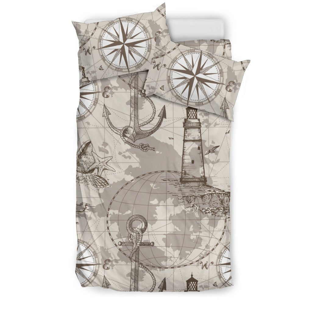 Nautical Map Design Themed Print Duvet Cover Bedding Set